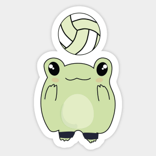 Kawaii Frog Loves Volleyball Sticker